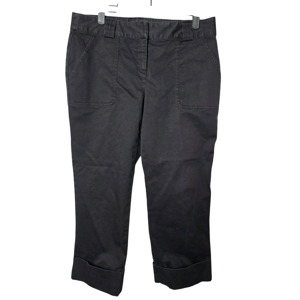 Context Black Cropped Pants Womens Size 6 Cuffed Casual Career Capri
